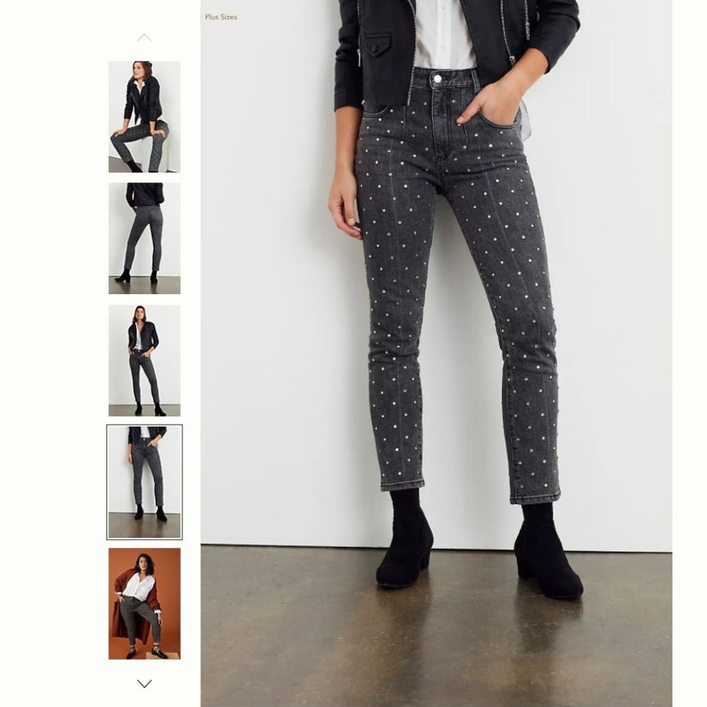 NWT Pilcro Ultra High-Rise Beaded Straight Jeans